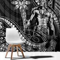 Filipinos Lapu Lapu Hero Window Curtain Black Polynesian Tribal Tattoo LT05 - Polynesian Pride