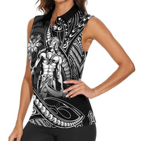Filipinos Lapu Lapu Hero Women Sleeveless Polo Shirt Black Polynesian Tribal Tattoo