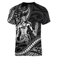 Filipinos Lapu Lapu Hero Women V-Neck T-Shirt Black Polynesian Tribal Tattoo