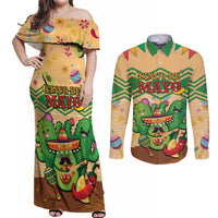 Personalised Hawaii Cinco De Mayo Couples Matching Off Shoulder Maxi Dress and Long Sleeve Button Shirt Funny Style LT05 Brown - Polynesian Pride