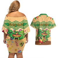 Personalised Hawaii Cinco De Mayo Couples Matching Off Shoulder Short Dress and Hawaiian Shirt Funny Style LT05 - Polynesian Pride