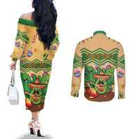 Personalised Hawaii Cinco De Mayo Couples Matching Off The Shoulder Long Sleeve Dress and Long Sleeve Button Shirt Funny Style LT05 - Polynesian Pride