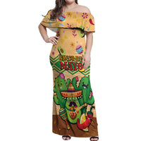 Personalised Hawaii Cinco De Mayo Off Shoulder Maxi Dress Funny Style LT05 Women Brown - Polynesian Pride