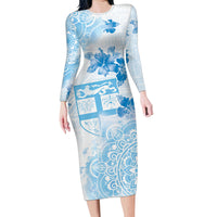 Happy Fiji Girmit Day Family Matching Long Sleeve Bodycon Dress and Hawaiian Shirt Fijian Tapa With Mandala Pattern