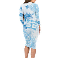 Happy Fiji Girmit Day Long Sleeve Bodycon Dress Fijian Tapa With Mandala Pattern