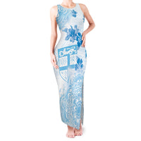 Happy Fiji Girmit Day Tank Maxi Dress Fijian Tapa With Mandala Pattern LT05 Women Blue - Polynesian Pride
