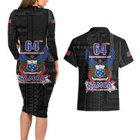 Samoa 64th Independence Anniversary Couples Matching Long Sleeve Bodycon Dress and Hawaiian Shirt LT05 - Polynesian Pride