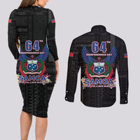 Samoa 64th Independence Anniversary Couples Matching Long Sleeve Bodycon Dress and Long Sleeve Button Shirt LT05 - Polynesian Pride