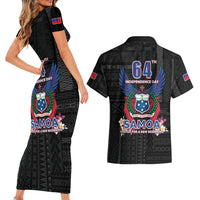 Samoa 64th Independence Anniversary Couples Matching Short Sleeve Bodycon Dress and Hawaiian Shirt LT05 - Polynesian Pride