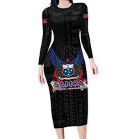 Samoa 64th Independence Anniversary Family Matching Long Sleeve Bodycon Dress and Hawaiian Shirt