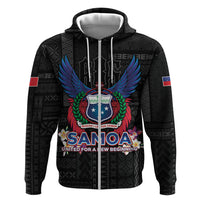 Samoa 64th Independence Anniversary Hoodie LT05 Zip Hoodie Black - Polynesian Pride