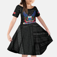 Samoa 64th Independence Anniversary Kid Short Sleeve Dress LT05 KID Black - Polynesian Pride