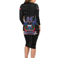 Samoa 64th Independence Anniversary Long Sleeve Bodycon Dress LT05 - Polynesian Pride