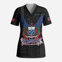 Samoa 64th Independence Anniversary Scrub Top LT05 Adult Black - Polynesian Pride