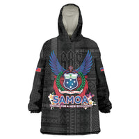 Samoa 64th Independence Anniversary Wearable Blanket Hoodie LT05 One Size Black - Polynesian Pride