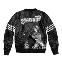Hawaii King Kamehameha Day Parade Sleeve Zip Bomber Jacket With Pa'u Riders Plumeria Kakau Tribal Pattern LT05 - Polynesian Pride