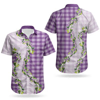 Violet Hawaii Palaka Couples Matching Puletasi and Hawaiian Shirt Maile Pikake Honohono Orchid Lei LT05 - Polynesian Pride