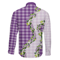 Violet Hawaii Palaka Family Matching Long Sleeve Bodycon Dress and Hawaiian Shirt Maile Pikake Honohono Orchid Lei LT05 Son's Shirt Violet - Polynesian Pride