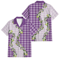 Violet Hawaii Palaka Family Matching Off The Shoulder Long Sleeve Dress and Hawaiian Shirt Maile Pikake Honohono Orchid Lei LT05 Dad's Shirt - Short Sleeve Violet - Polynesian Pride