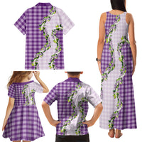 Violet Hawaii Palaka Family Matching Tank Maxi Dress and Hawaiian Shirt Maile Pikake Honohono Orchid Lei LT05 Mom's Dress Violet - Polynesian Pride