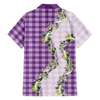 Violet Hawaii Palaka Family Matching Tank Maxi Dress and Hawaiian Shirt Maile Pikake Honohono Orchid Lei LT05 Dad's Shirt - Long Sleeve Violet - Polynesian Pride