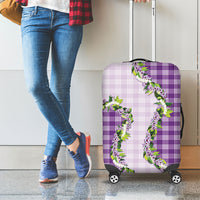 Violet Hawaii Palaka Luggage Cover Maile Pikake Honohono Orchid Lei