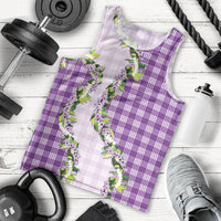 Violet Hawaii Palaka Men Tank Top Maile Pikake Honohono Orchid Lei LT05 - Polynesian Pride