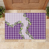 Violet Hawaii Palaka Rubber Doormat Maile Pikake Honohono Orchid Lei