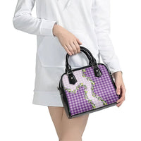 Violet Hawaii Palaka Shoulder Handbag Maile Pikake Honohono Orchid Lei