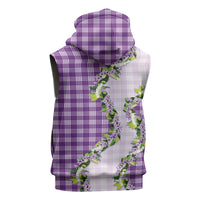 Violet Hawaii Palaka Sleeveless Zip Hoodie Maile Pikake Honohono Orchid Lei