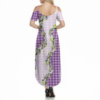 Violet Hawaii Palaka Summer Maxi Dress Maile Pikake Honohono Orchid Lei LT05 - Polynesian Pride