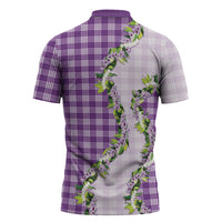 Violet Hawaii Palaka Zipper Polo Shirt Maile Pikake Honohono Orchid Lei LT05 - Polynesian Pride