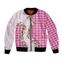 Pink Hawaii Palaka Bomber Jacket Maile Pikake Honohono Orchid Lei LT05 Unisex Pink - Polynesian Pride