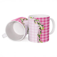 Pink Hawaii Palaka Ceramic Mug Maile Pikake Honohono Orchid Lei LT05 - Polynesian Pride