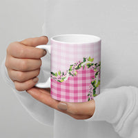 Pink Hawaii Palaka Ceramic Mug Maile Pikake Honohono Orchid Lei LT05 - Polynesian Pride