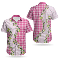 Pink Hawaii Palaka Couples Matching Puletasi and Hawaiian Shirt Maile Pikake Honohono Orchid Lei LT05 - Polynesian Pride