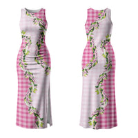 Pink Hawaii Palaka Couples Matching Tank Maxi Dress and Hawaiian Shirt Maile Pikake Honohono Orchid Lei LT05 - Polynesian Pride
