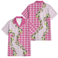 Pink Hawaii Palaka Family Matching Long Sleeve Bodycon Dress and Hawaiian Shirt Maile Pikake Honohono Orchid Lei LT05 Dad's Shirt - Short Sleeve Pink - Polynesian Pride