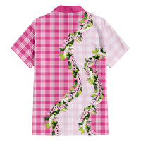 Pink Hawaii Palaka Family Matching Long Sleeve Bodycon Dress and Hawaiian Shirt Maile Pikake Honohono Orchid Lei LT05 Dad's Shirt - Long Sleeve Pink - Polynesian Pride