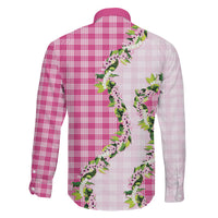 Pink Hawaii Palaka Family Matching Off Shoulder Maxi Dress and Hawaiian Shirt Maile Pikake Honohono Orchid Lei LT05 Son's Shirt Pink - Polynesian Pride