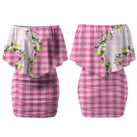 Pink Hawaii Palaka Family Matching Off Shoulder Short Dress and Hawaiian Shirt Maile Pikake Honohono Orchid Lei LT05 Mom's Dress Pink - Polynesian Pride
