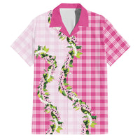 Pink Hawaii Palaka Family Matching Off Shoulder Short Dress and Hawaiian Shirt Maile Pikake Honohono Orchid Lei LT05 Dad's Shirt - Short Sleeve Pink - Polynesian Pride