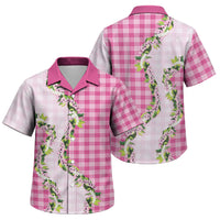 Pink Hawaii Palaka Family Matching Off Shoulder Short Dress and Hawaiian Shirt Maile Pikake Honohono Orchid Lei LT05 - Polynesian Pride