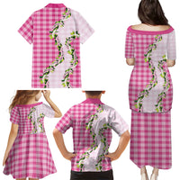 Pink Hawaii Palaka Family Matching Puletasi and Hawaiian Shirt Maile Pikake Honohono Orchid Lei LT05 Mom's Dress Pink - Polynesian Pride