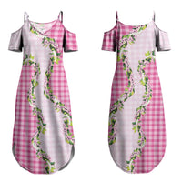 Pink Hawaii Palaka Family Matching Summer Maxi Dress and Hawaiian Shirt Maile Pikake Honohono Orchid Lei LT05 Mom's Dress Pink - Polynesian Pride