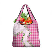 Pink Hawaii Palaka Grocery Bag Maile Pikake Honohono Orchid Lei LT05 1-pack One Size Pink - Polynesian Pride