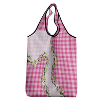 Pink Hawaii Palaka Grocery Bag Maile Pikake Honohono Orchid Lei LT05 - Polynesian Pride