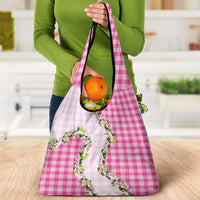 Pink Hawaii Palaka Grocery Bag Maile Pikake Honohono Orchid Lei LT05 - Polynesian Pride