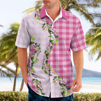 Pink Hawaii Palaka Hawaiian Shirt Maile Pikake Honohono Orchid Lei LT05 - Polynesian Pride