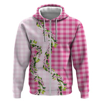 Pink Hawaii Palaka Hoodie Maile Pikake Honohono Orchid Lei LT05 Zip Hoodie Pink - Polynesian Pride